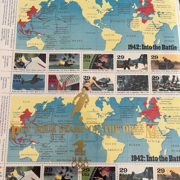 WWII 50th Anniv. Commemorative Series .29 cent stamps 1941, 1942, 1943 - Picture 2 of 4